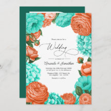 Turquoise & Coral Floral Wedding