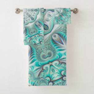 Turquoise Coral Reef Mandala Bath Towel Set