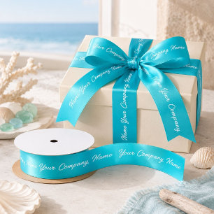 Turquoise Corporate Branding Branded Company Name Satin Ribbon