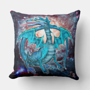 Turquoise Cosmic Dragon Cushion