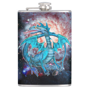 Turquoise Cosmic Dragon Hip Flask