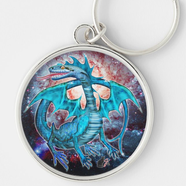 Turquoise Cosmic Dragon  Key Ring (Front)