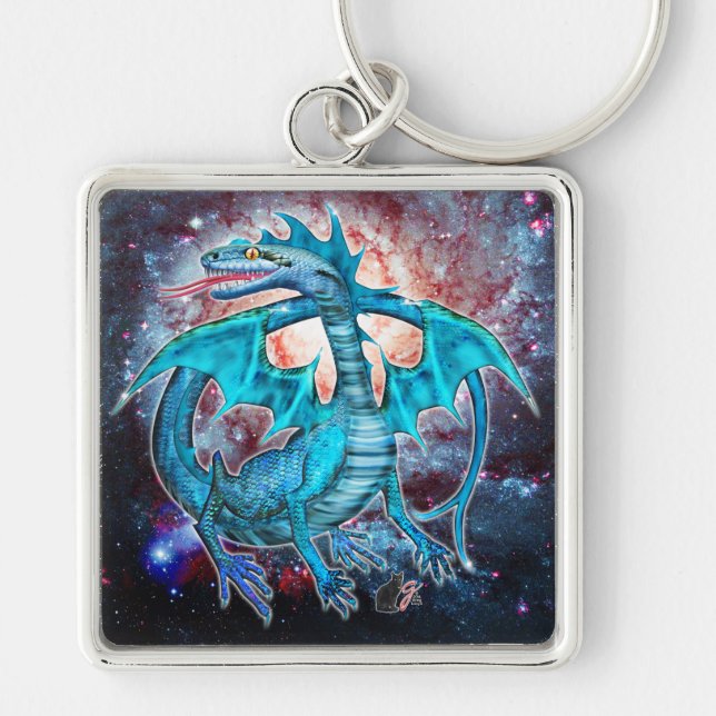 Turquoise Cosmic Dragon  Key Ring (Front)