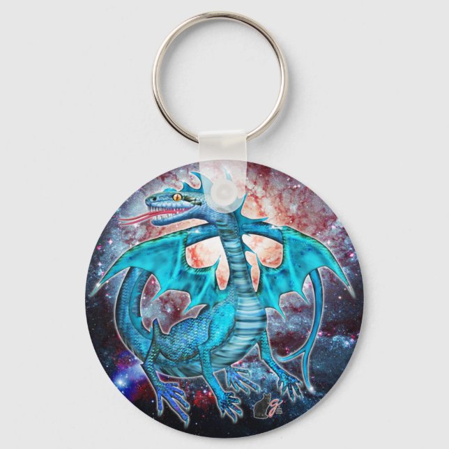 Turquoise Cosmic Dragon  Keychain (Front)