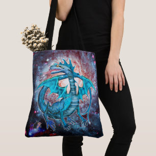 Turquoise Cosmic Dragon Tote Bag