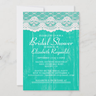 Turquoise Country Lace Bridal Shower Invitations