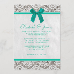 Turquoise Country Lace Wedding Invitations