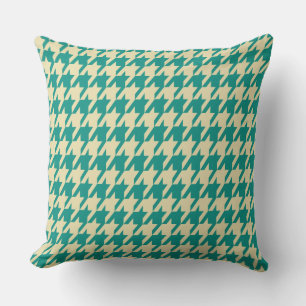 Turquoise & Cream Houndstooth Large Tiles Cushion