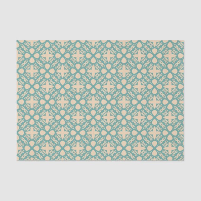 Turquoise Cream Modern Western Geometric Dismal Tissue Paper (Front)