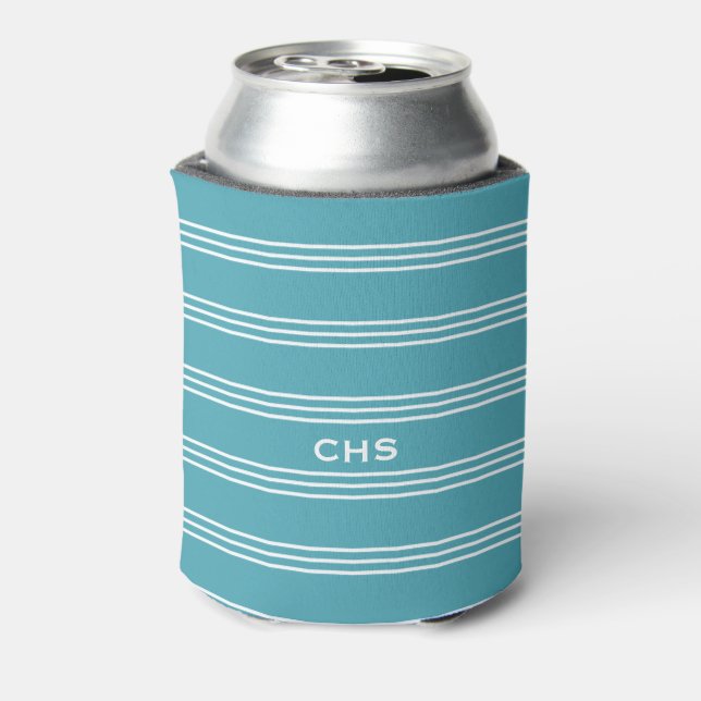 Turquoise custom monogram can cooler (Can Back)