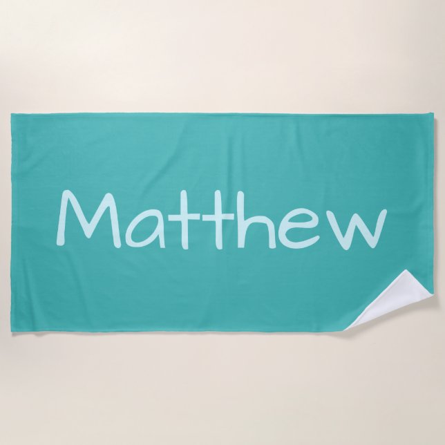 Turquoise Custom Name beach towel (Front)