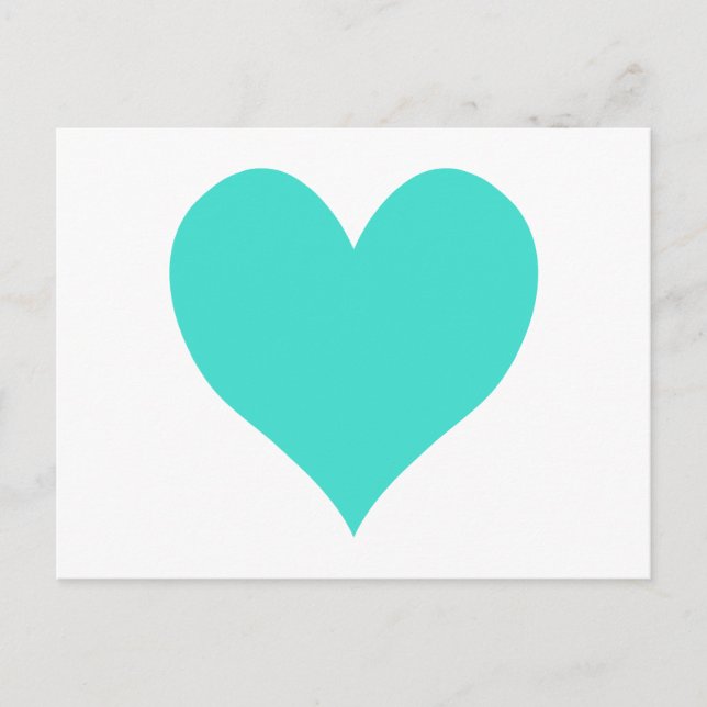 Turquoise Cute Heart Postcard (Front)