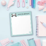 Turquoise Cute Panda Bear & Paws Add Your Name Notepad<br><div class="desc">Cute notepad with a curious panda peeking out from behind the writing area. A panda notepad in turquoise with a large white area for writing. Kawaii notepad personalised with your name. A cute kawaii panda with blushing cheeks and black paws. Write down your daily notes on this cute panda notepad...</div>
