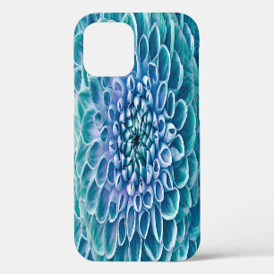 Turquoise Dahlia Flower Macro Background iPhone 12 Case