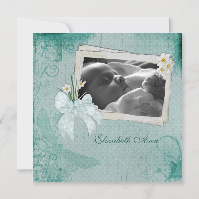 Turquoise Daisy Photo Card (Front)