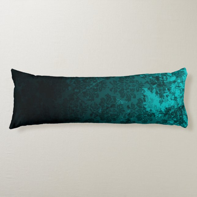 Turquoise Damask design Body Cushion (Front)