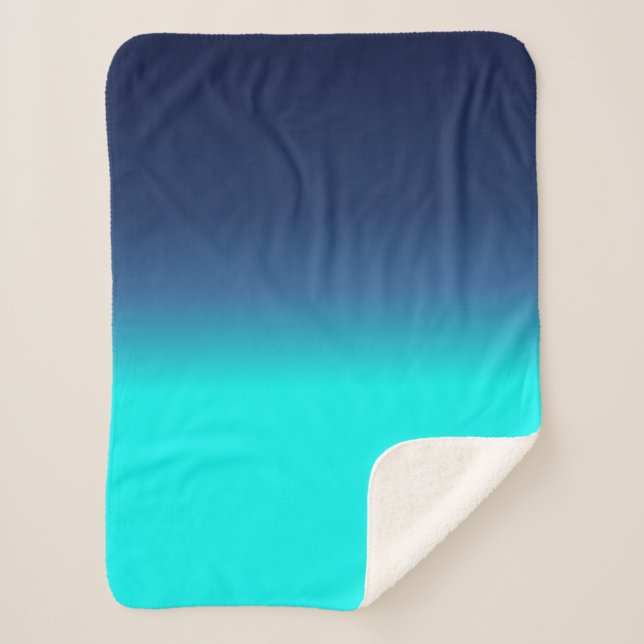 Turquoise Dark Blue Ocean Colours Stylised Blanket (Front)