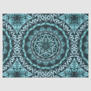 Turquoise Dark Green Damask Mandala Tissue Paper