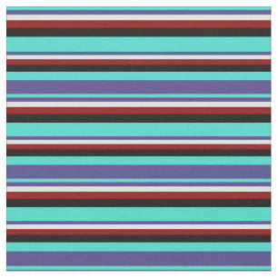Turquoise, Dark Slate Blue, Cyan, Dark Red & Black Fabric