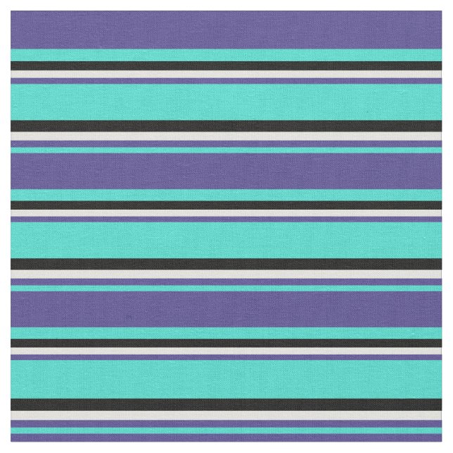 Turquoise, Dark Slate Blue, Light Cyan, and Black Fabric (Close Up)