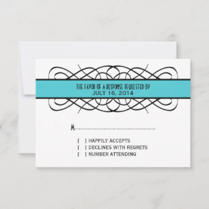 Turquoise Deco Flourish Response Card