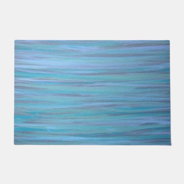 Turquoise Decor | Blue Teal Calm Water Brushstroke Doormat (Front)