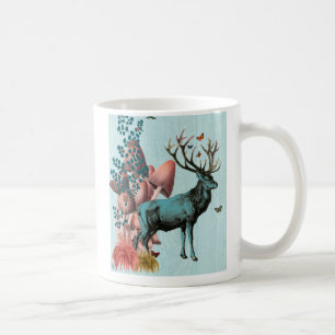 Turquoise Deer in Mushroom Forest 2 Coffee Mug
