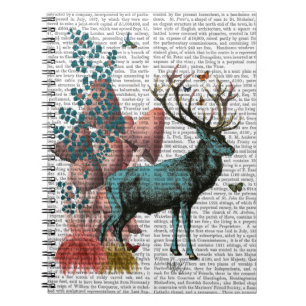Turquoise Deer in Mushroom Forest Notebook