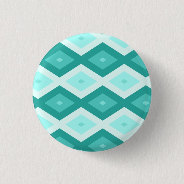 Turquoise diamond pattern 3 cm round badge (Front)