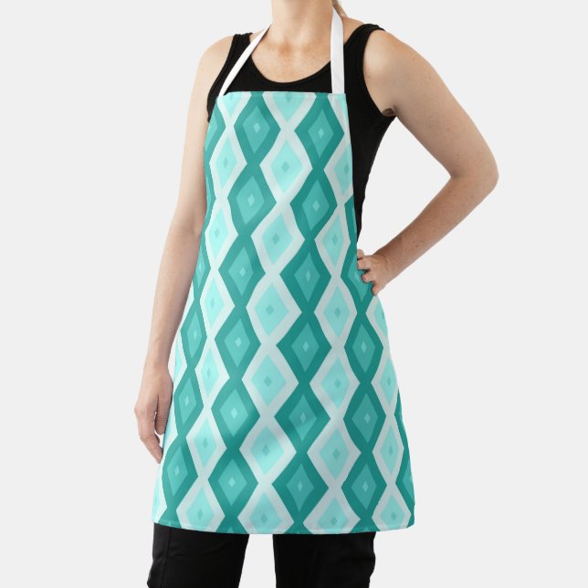Turquoise diamond pattern apron (Insitu)