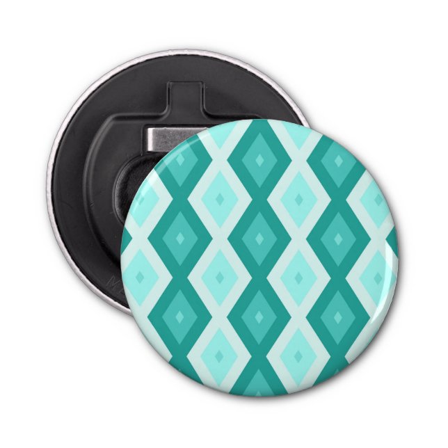 Turquoise diamond pattern bottle opener (Front)