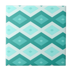 Turquoise diamond pattern ceramic tile