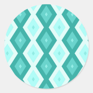 Turquoise diamond pattern classic round sticker