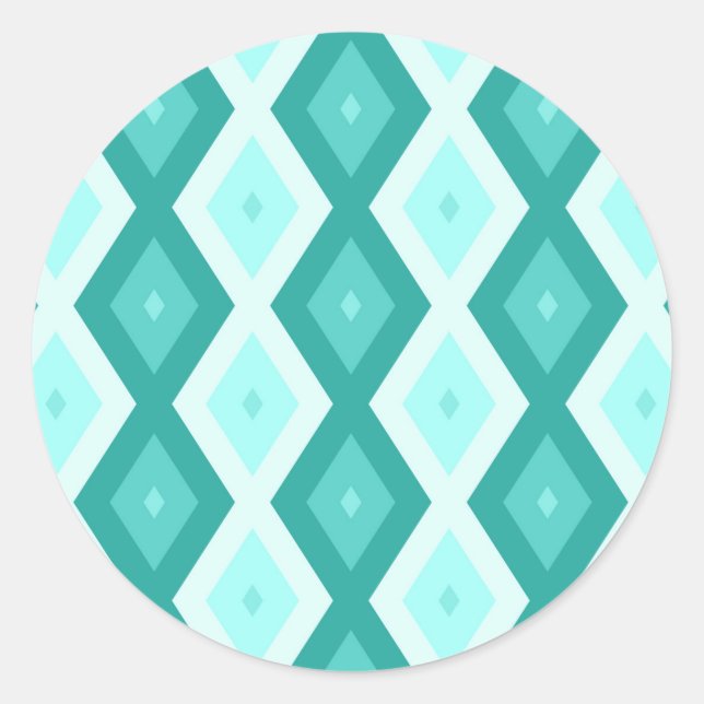 Turquoise diamond pattern classic round sticker (Front)