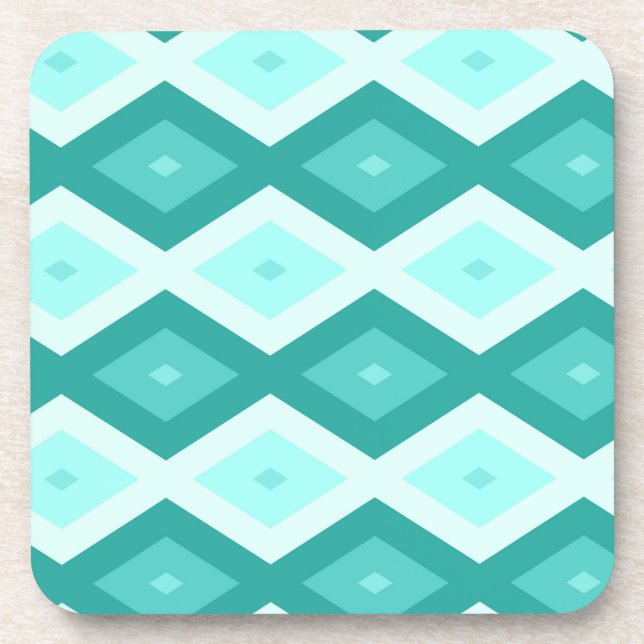 Turquoise diamond pattern coaster (Front)