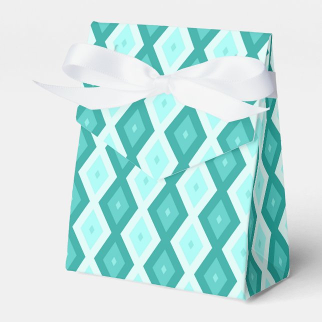 Turquoise diamond pattern favour box (Front Side)