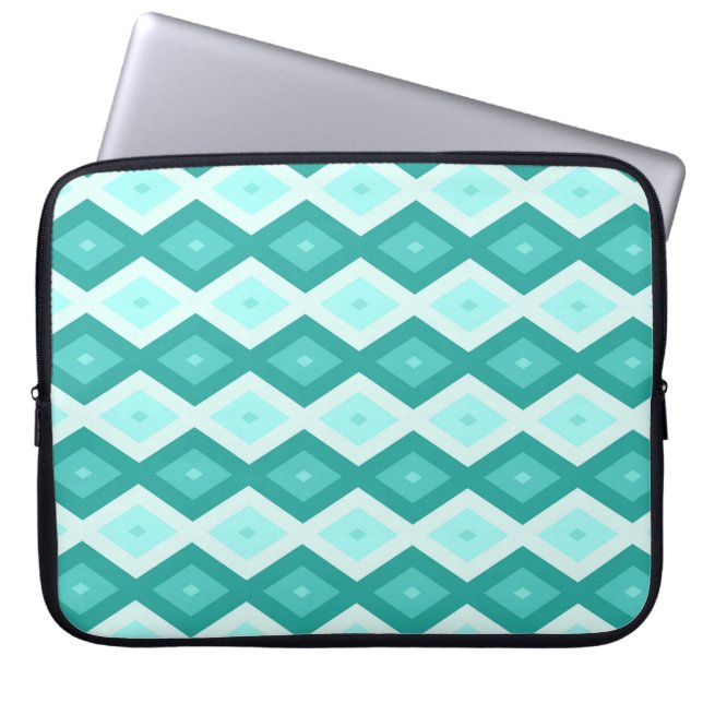 Turquoise diamond pattern laptop sleeve (Front)