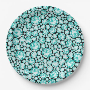 Turquoise diamond pattern paper plate