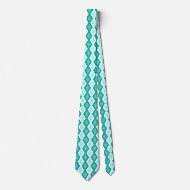 Turquoise diamond pattern tie (Front)