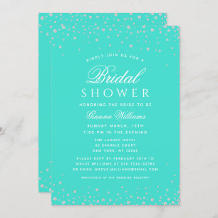 Turquoise Diamonds Modern Luxury Bridal Shower Invitation