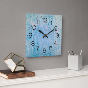 Turquoise Distressed Texture Square Wall Clock