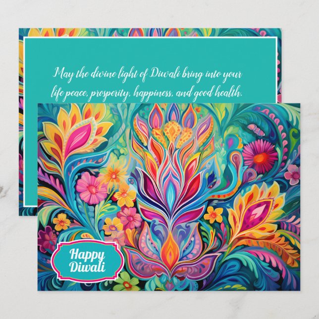 Turquoise  Diwali Dreamscape card (Front/Back)