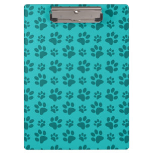 Turquoise dog paw print pattern clipboard