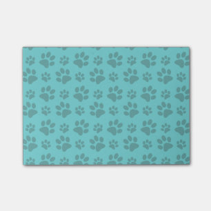Turquoise dog paw print post-it notes