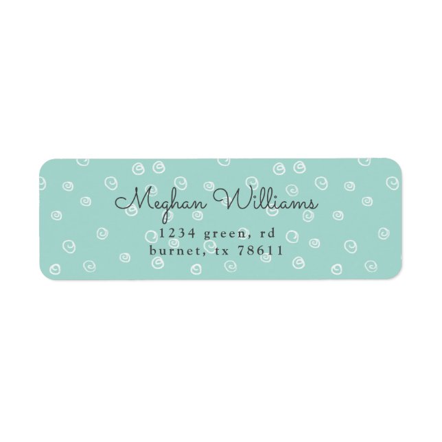 turquoise doodle swirl modern return address label (Front)