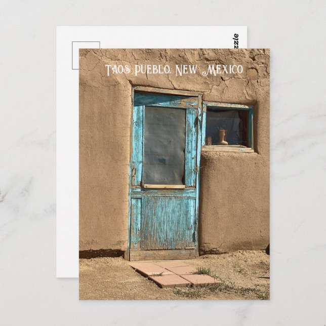 Turquoise Door Taos Pueblo Photography Postcard (Front/Back)