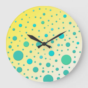 Turquoise Dots on Yellow Modern Design Large Clock