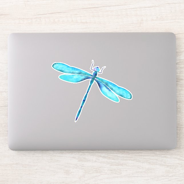 Turquoise Dragonfly Custom - Cut Vinyl Sticker (Computer)