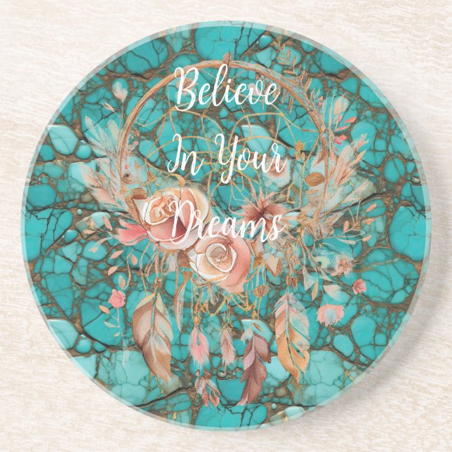 Turquoise Dream Catcher  Coaster (Front)