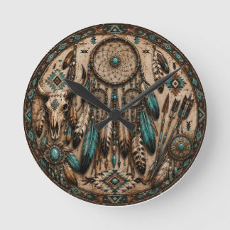 Turquoise Dreamcatcher Wall Clock